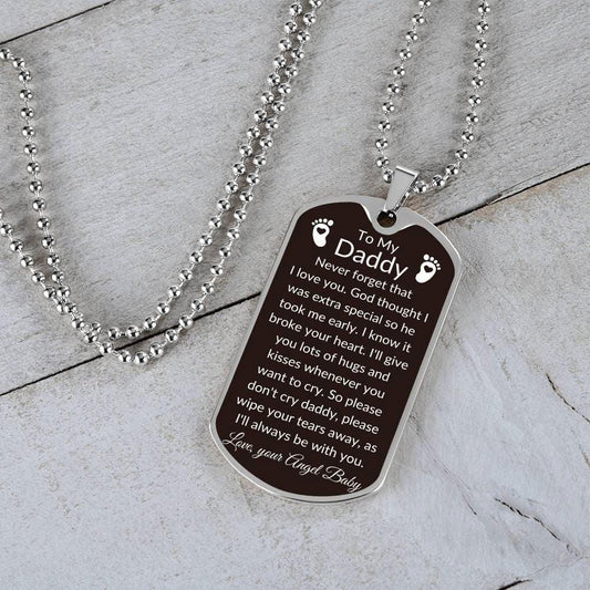 Daddy Dog tag necklace - Never Forget Military Chain (Silver) / No Jewelry Giftinum