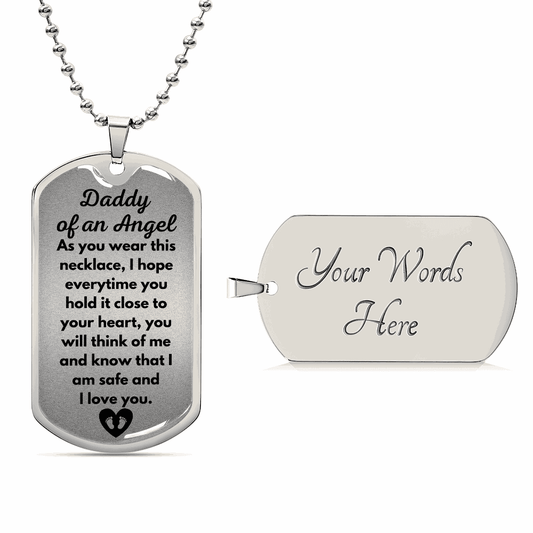 Daddy of an Angel Dog Tag Necklace - Think of me Jewelry Giftinum