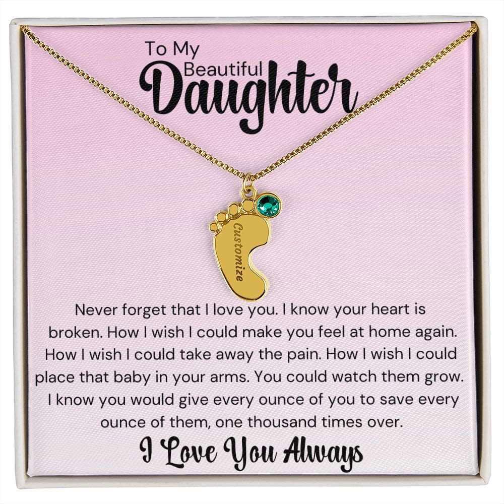 Daughter Baby Feet Necklace - Never forget that I love you. Jewelry Giftinum