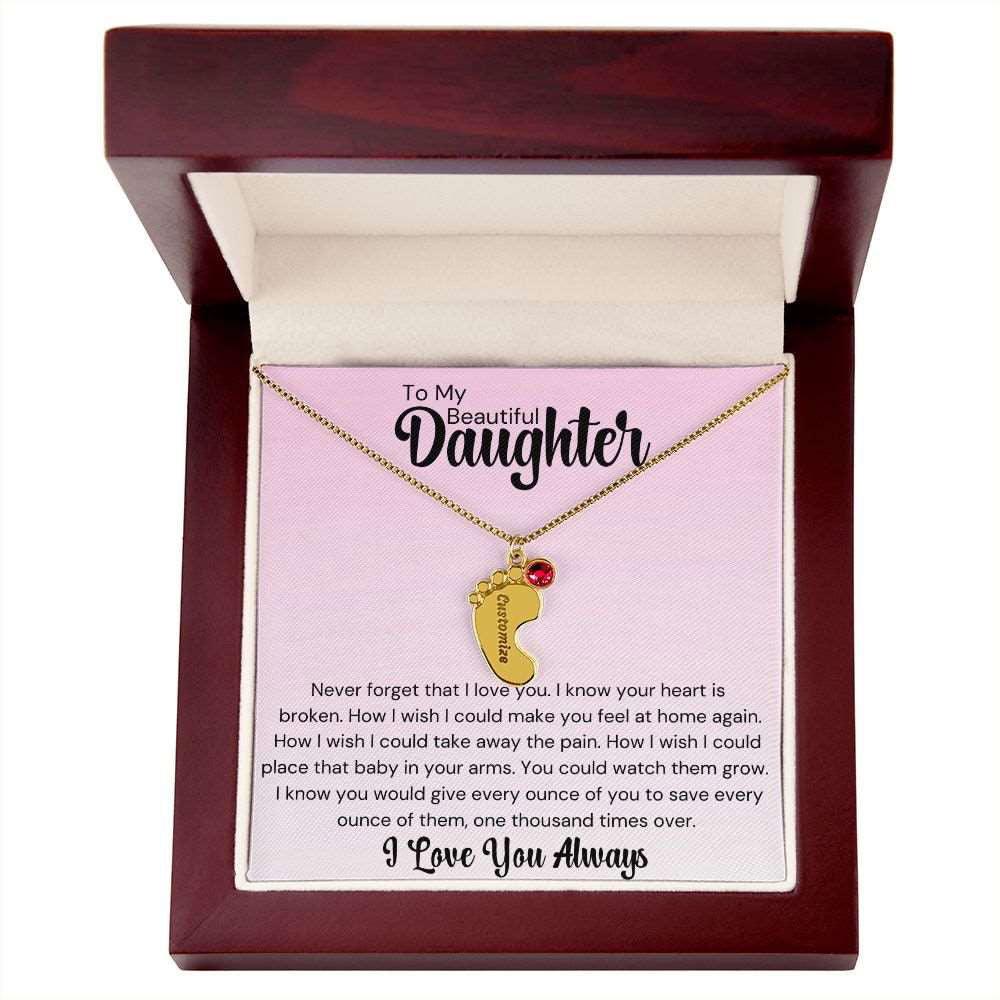 Daughter Baby Feet Necklace - Never forget that I love you. Jewelry Giftinum