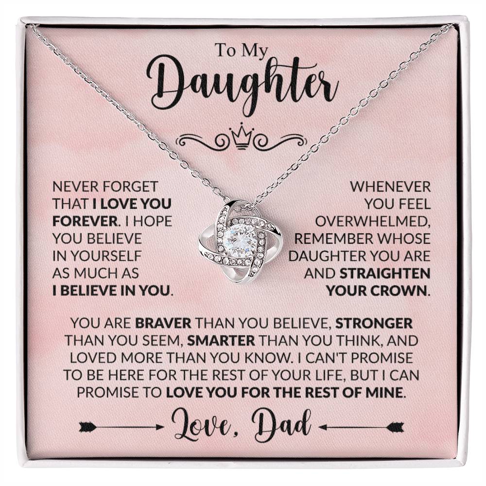 Daughter Love Knot Necklace - You are braver Jewelry Giftinum