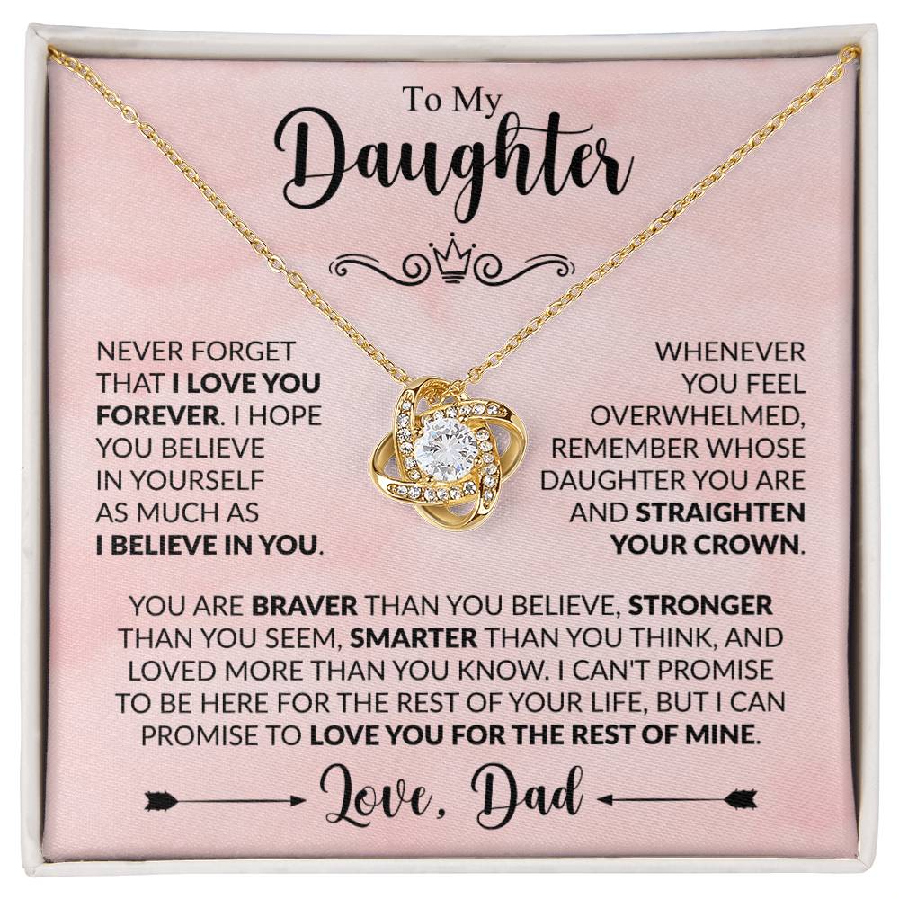 Daughter Love Knot Necklace - You are braver Jewelry Giftinum