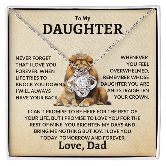 Daughter Necklace - "Never Forget" 14K White Gold Finish / Standard Box Jewelry Giftinum