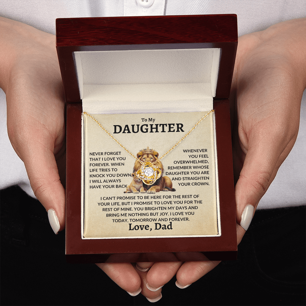 Daughter Necklace - "Never Forget" 18K Yellow Gold Finish / Luxury Box w/LED Jewelry Giftinum