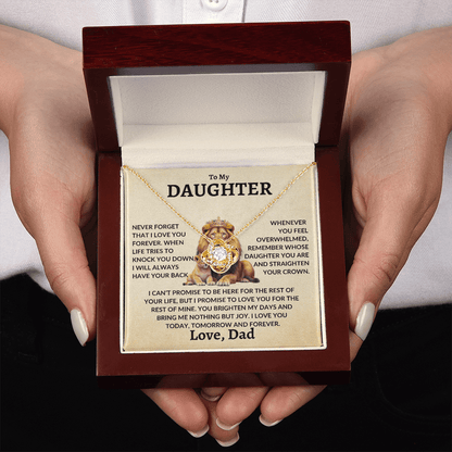 Daughter Necklace - "Never Forget" 18K Yellow Gold Finish / Luxury Box w/LED Jewelry Giftinum