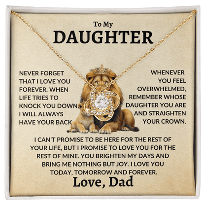 Daughter Necklace - "Never Forget" 18K Yellow Gold Finish / Standard Box Jewelry Giftinum