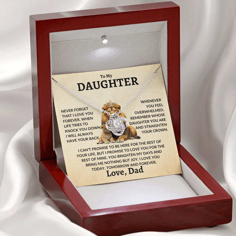 Daughter Necklace - "Never Forget" 14K White Gold Finish / Luxury Box w/LED Jewelry Giftinum