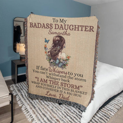 Daughter’s Strength Woven Blanket – A cherished symbol of love and resilience. Blankets Giftinum