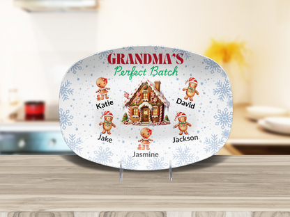 Personalized Christmas Platter, Custom Grandma's Perfect batch gift from grandchildren, Grandma's favorite cookie, nana or mimi perfect grandkids