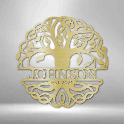 Fancy Tree of Life Monogram - Steel Sign Steel Sign Giftinum