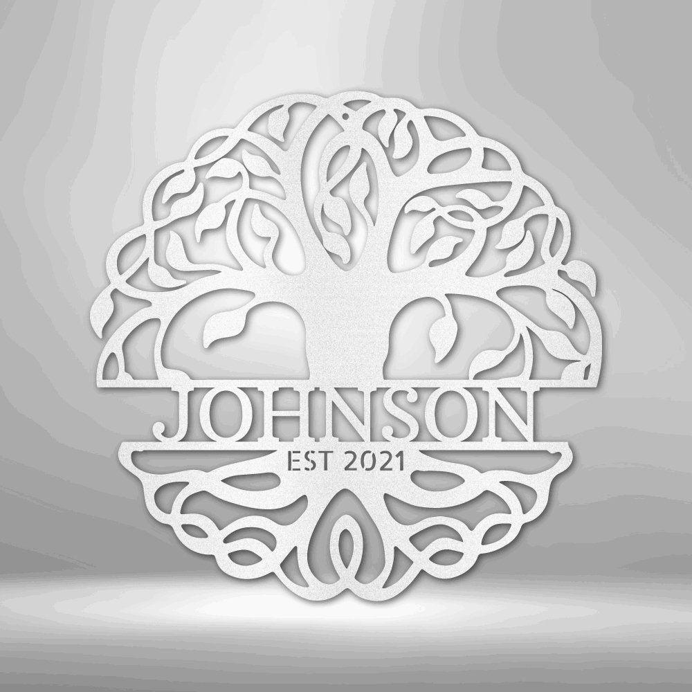 Fancy Tree of Life Monogram - Steel Sign Steel Sign Giftinum