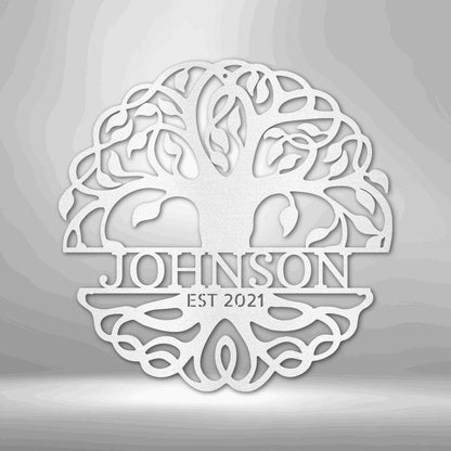 Fancy Tree of Life Monogram - Steel Sign Steel Sign Giftinum