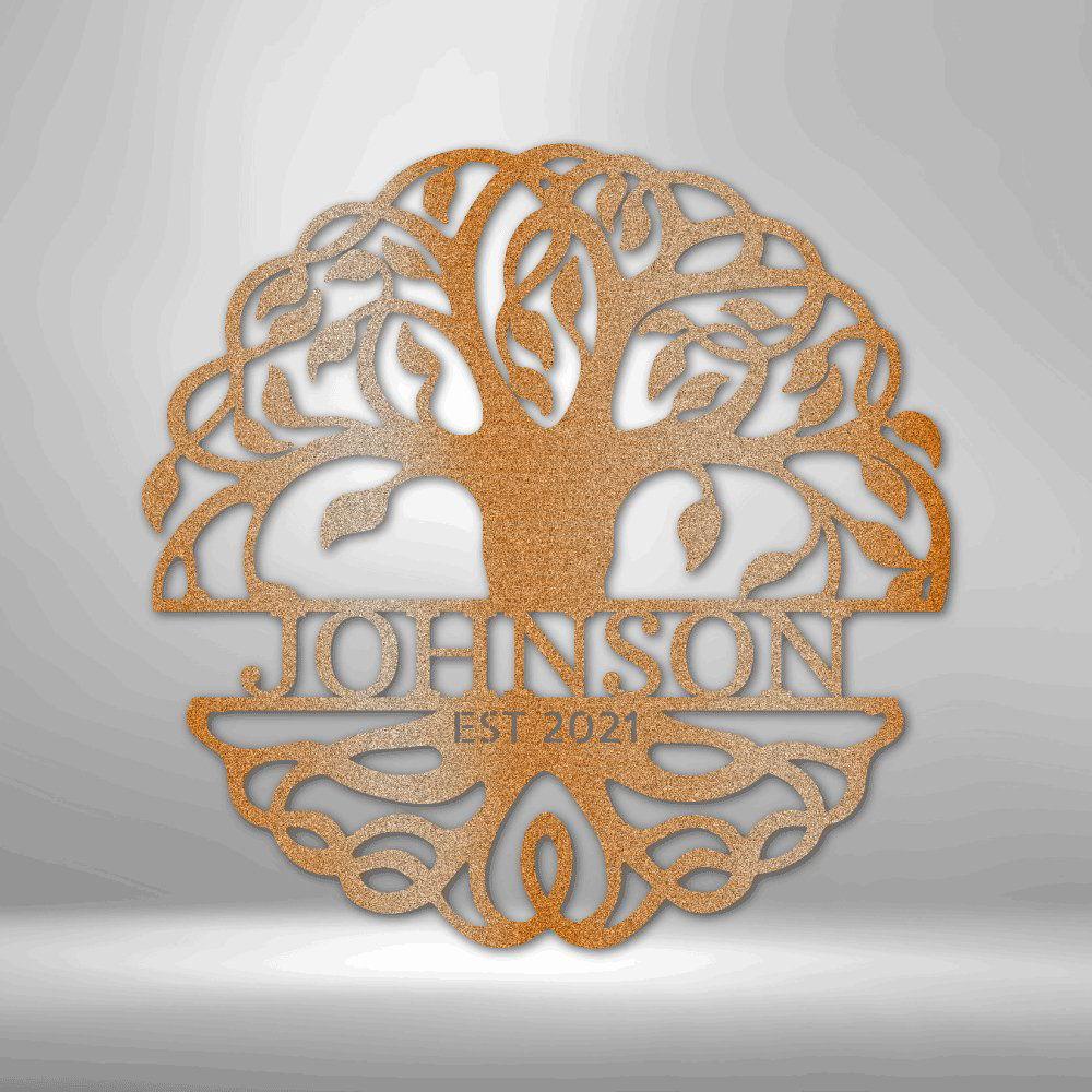 Fancy Tree of Life Monogram - Steel Sign Steel Sign Giftinum