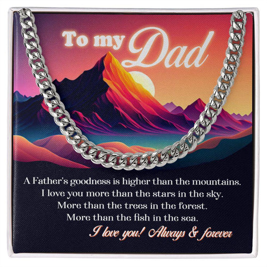 Father and Mountains Cuban Link Chain JewelryGiftinum