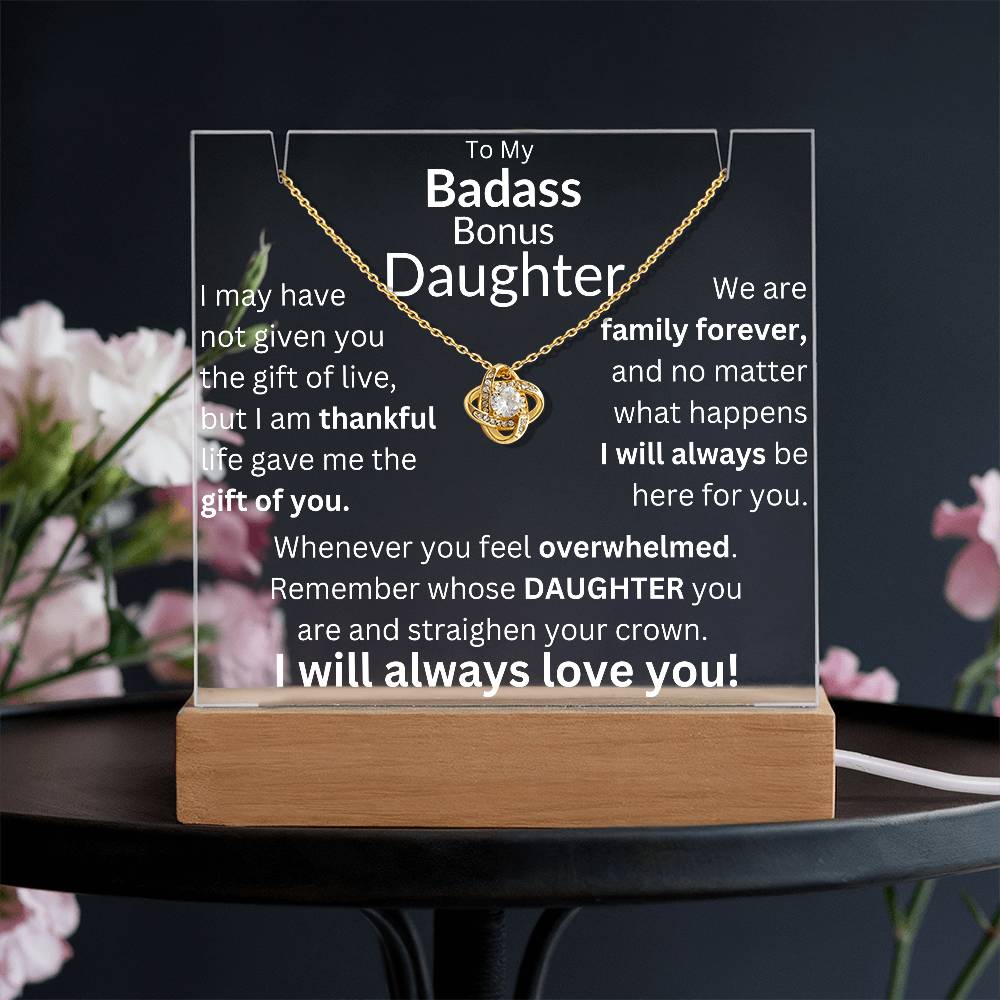 Gift of You Acrylic and Necklace Bundle - Badass Bonus Daughter Gift Acrylic Giftinum