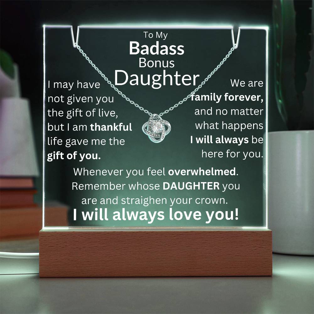 Gift of You Acrylic and Necklace Bundle - Badass Bonus Daughter Gift Acrylic Giftinum