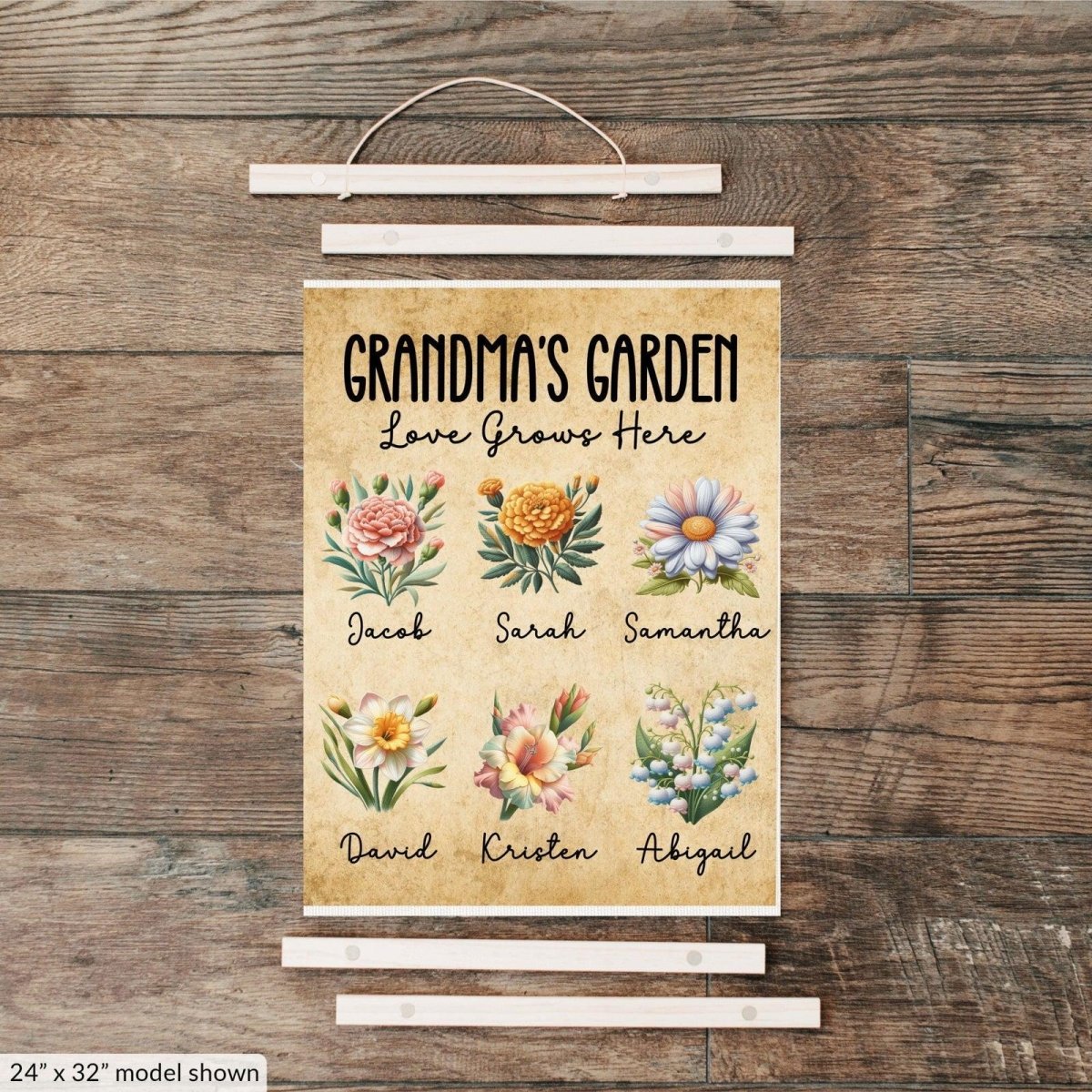 Grandma's Garden Hanging Canvas | Love Grows Here Hanging CanvasGiftinum