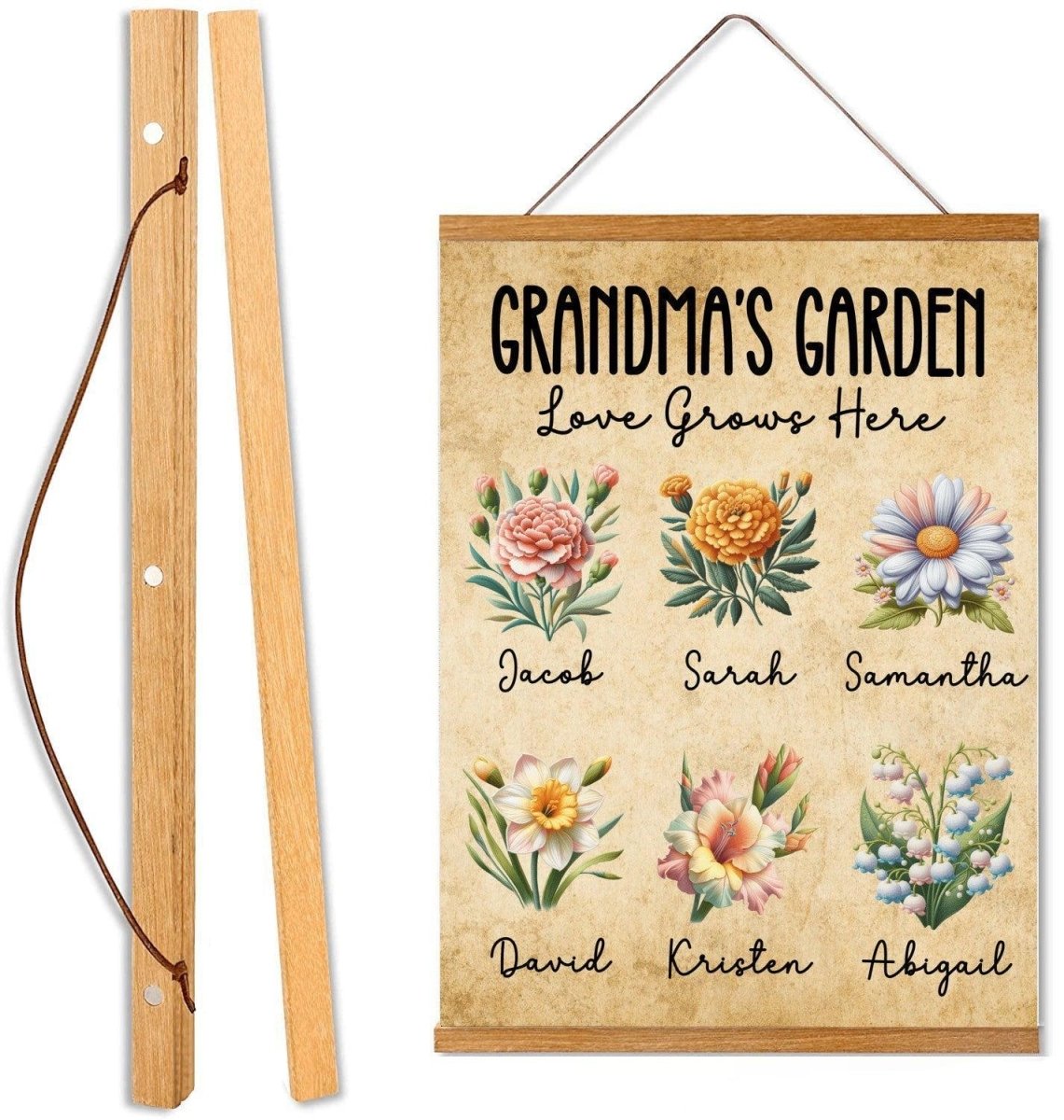 Grandma's Garden Hanging Canvas | Love Grows Here Hanging CanvasGiftinum