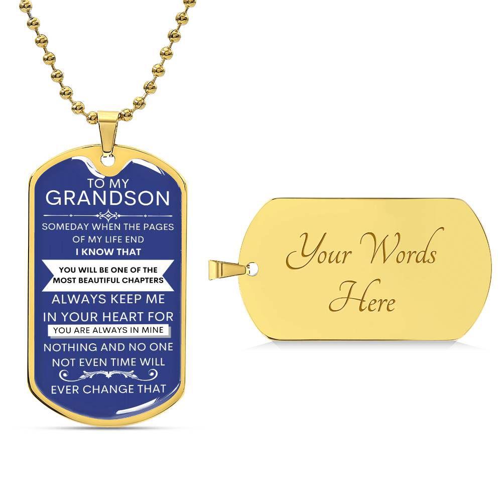 Grandson Dog Tag Necklace JewelryGiftinum