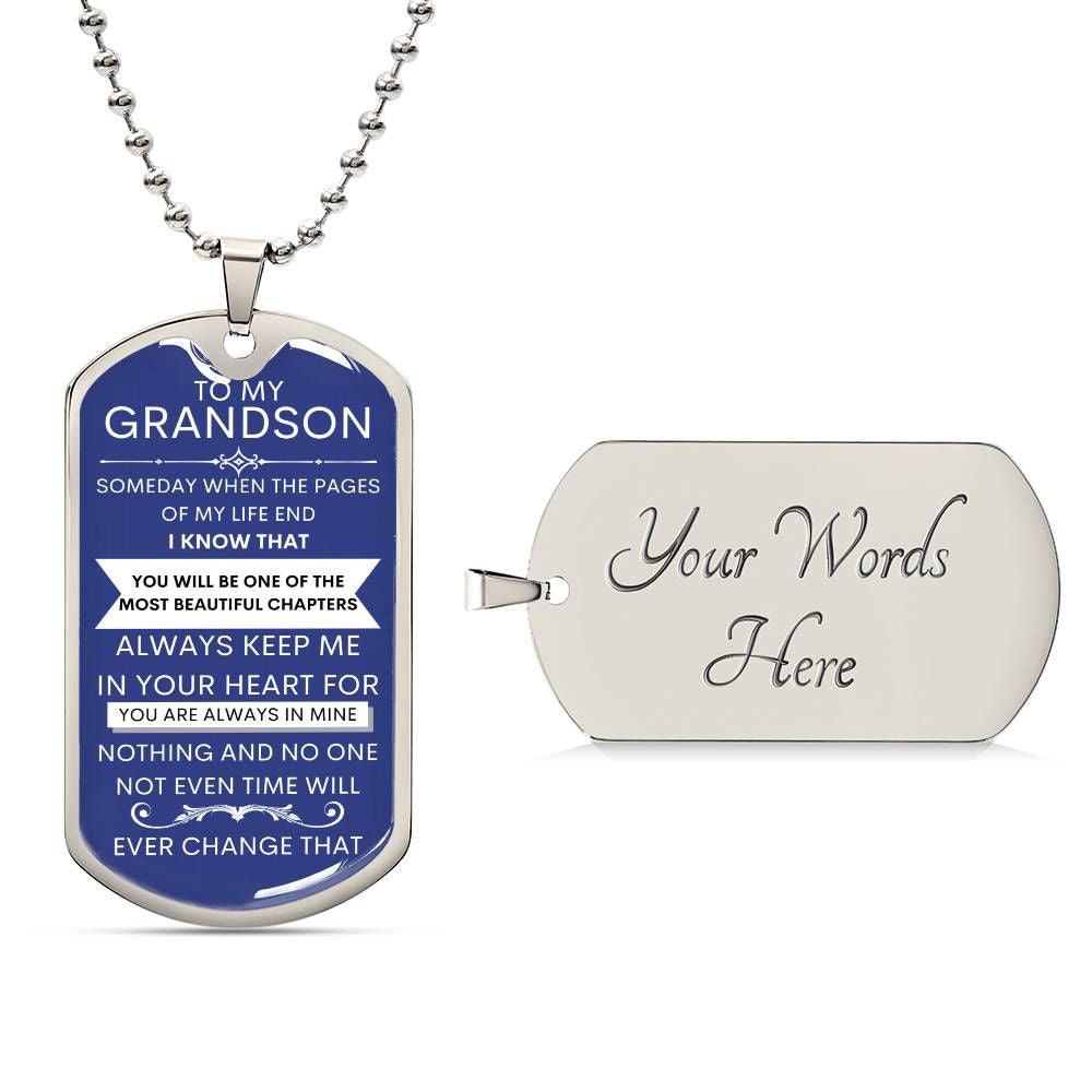 Grandson Dog Tag Necklace JewelryGiftinum