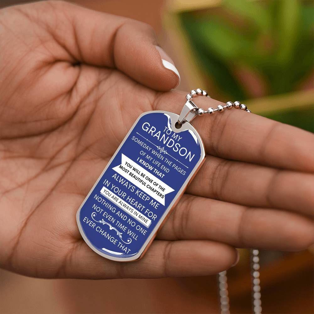 Grandson Dog Tag Necklace JewelryGiftinum