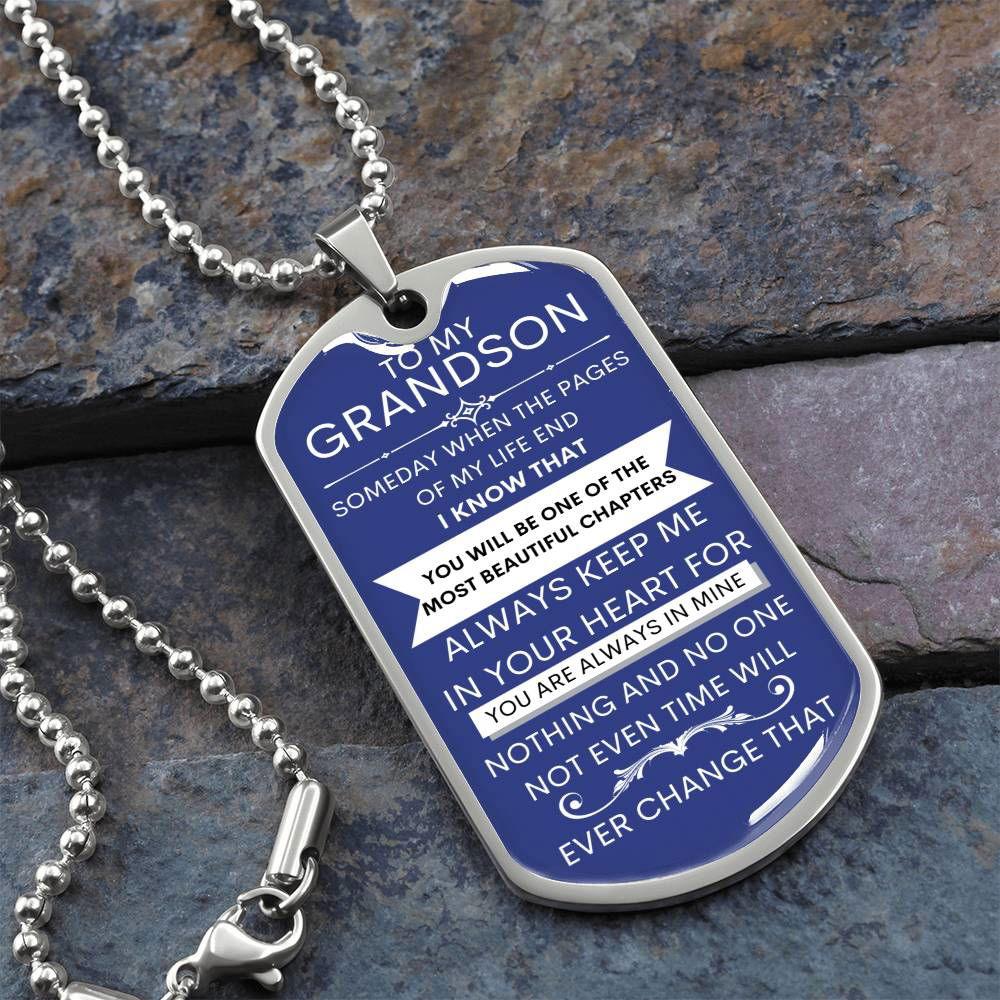 Grandson Dog Tag Necklace JewelryGiftinum