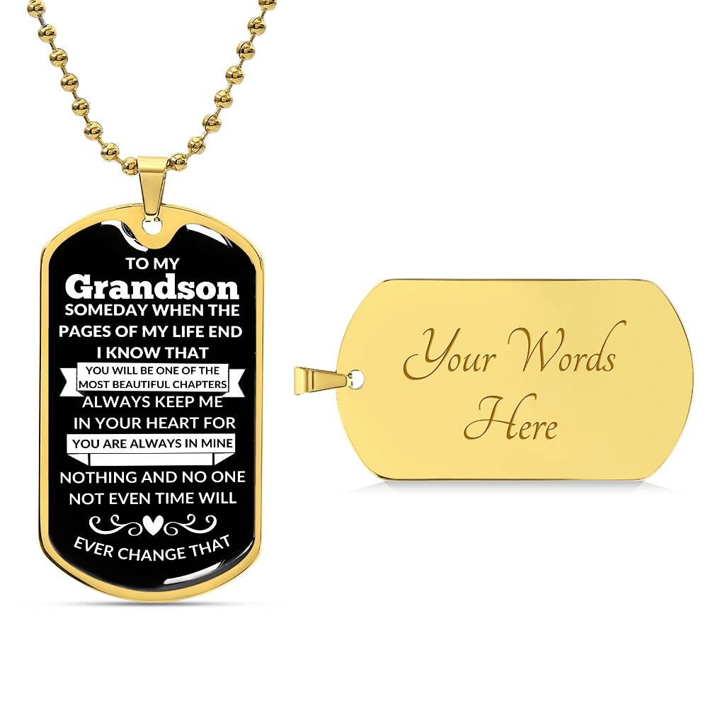 Grandson Dog Tag Necklace - Keep me in your heart - Giftinum