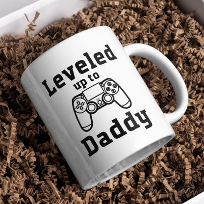 Leveled up to Daddy Mug - Premium Front/Back - Just $22.99! Shop now at Giftinum