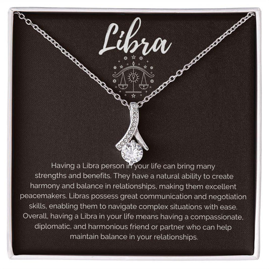 Libra Zodiac Birthday Necklace JewelryGiftinum