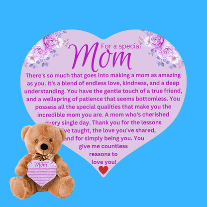 Making a Mom Heart MDF Teddy Bear Gift - Premium Teddy Bear with Heart Sign - Just $39.95! Shop now at Giftinum