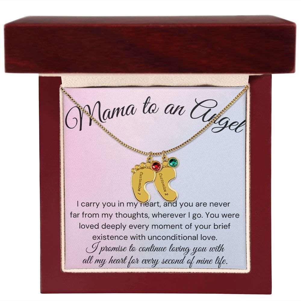 Mama of an Angel Baby Feet Necklace - I carried you in my heart JewelryGiftinum