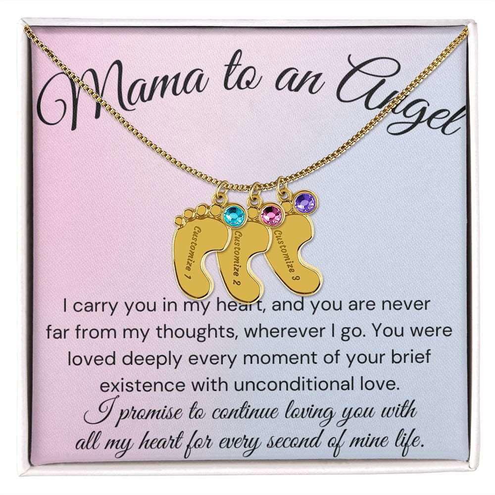 Mama of an Angel Baby Feet Necklace - I carried you in my heart JewelryGiftinum