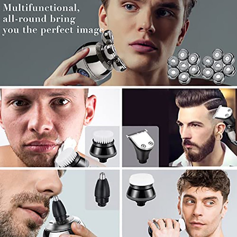 Men's Electric Shaver Floating Head USB Charging Dock LCD Waterproof Portable Nose Hair Trimmer Bald Razor Machine Shaving Full Wrap Giftinum