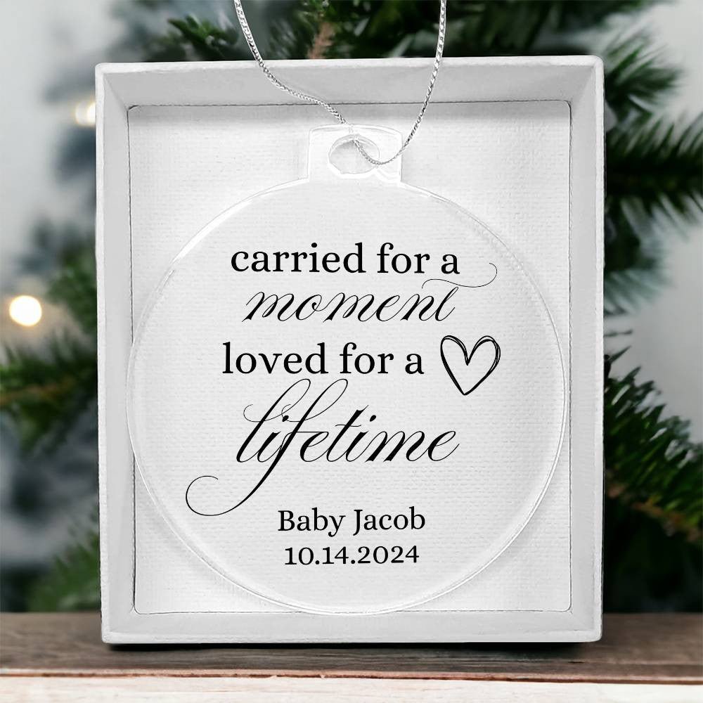 Miscarriage Ornament, Baby Remembrance, infant Loss, Baby Memorial, Sympathy Gift, Carried for a Moment ornament, Personalized Keepsake gift Giftinum