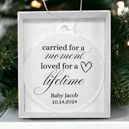 Miscarriage Ornament, Baby Remembrance, infant Loss, Baby Memorial, Sympathy Gift, Carried for a Moment ornament, Personalized Keepsake gift Giftinum