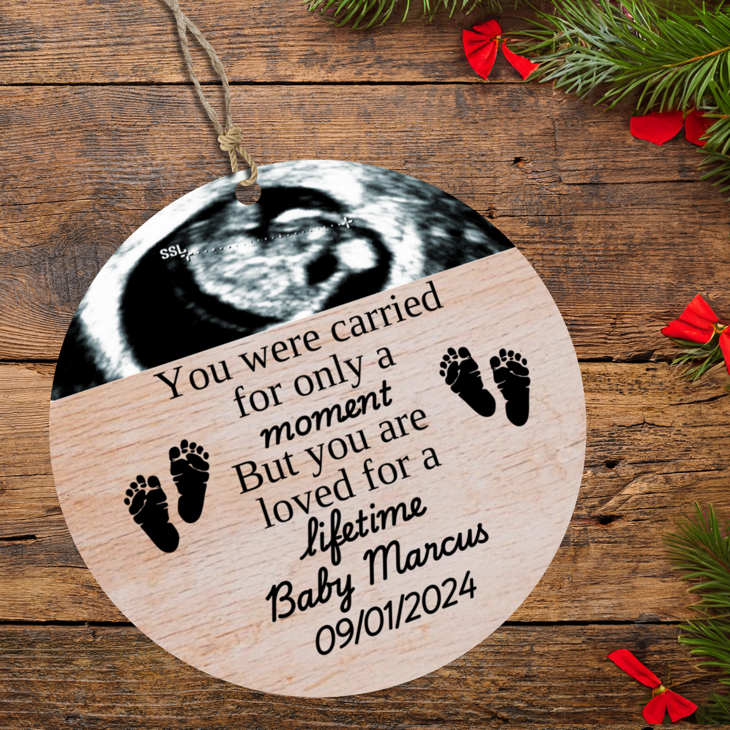 Personalized Miscarriage Baby Loss Wood Ornament