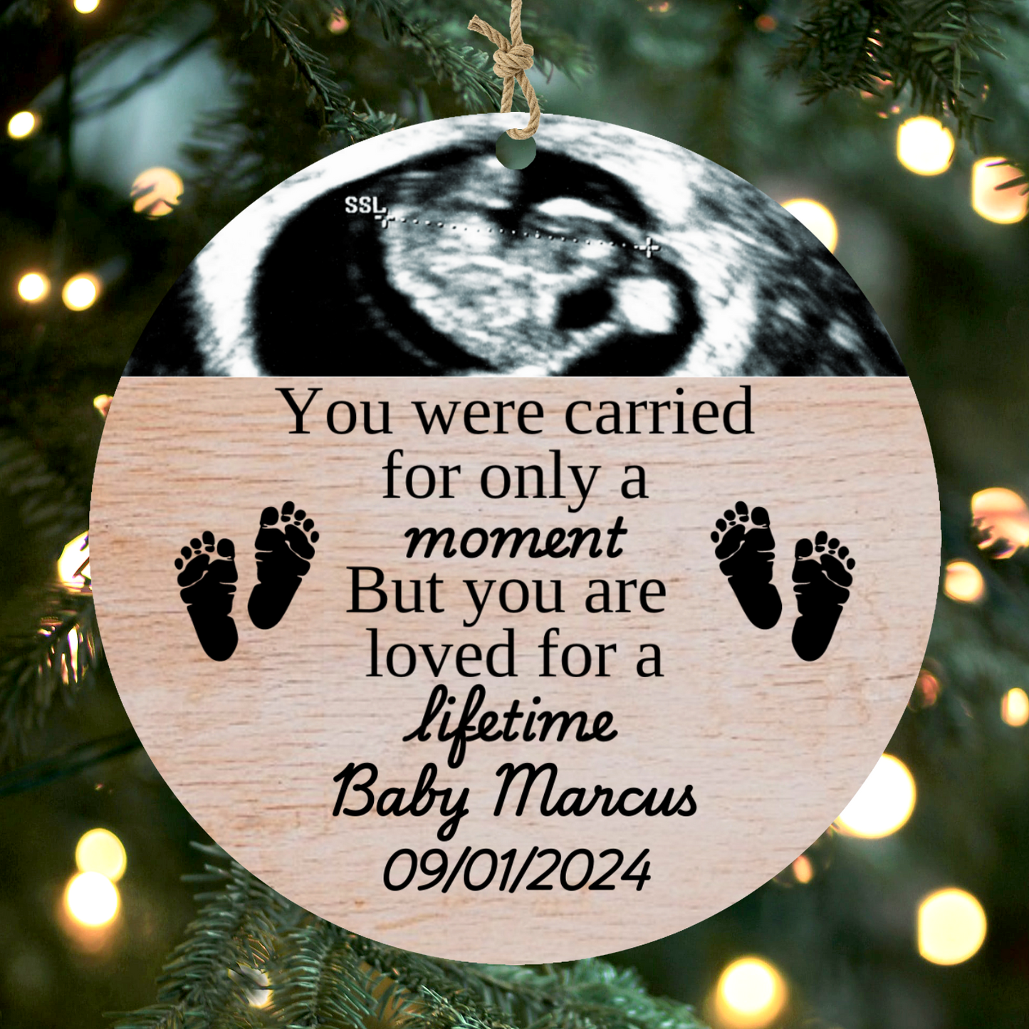 Personalized Miscarriage Baby Loss Wood Ornament