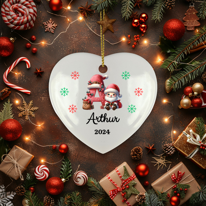 Personalized Initial Name Ceramic Christmas Ornament