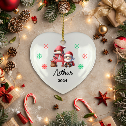 Personalized Initial Name Ceramic Christmas Ornament