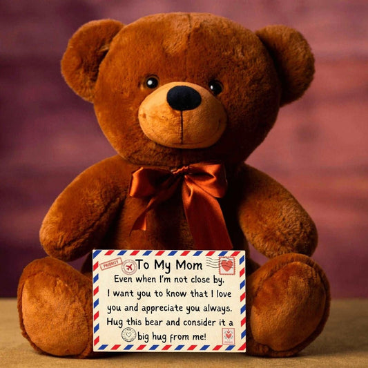 Mom Teddy Bear Gift - Hug this bear Teddy Bear with Canvas Message CardGiftinum