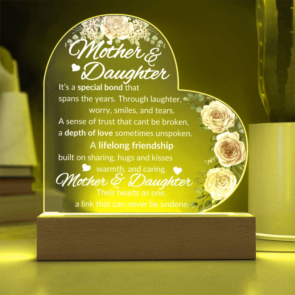 Mother & Daughter Acrylic Heart Plaque | Special Bond - Premium Acrylic - Just $49.95! Shop now at Giftinum