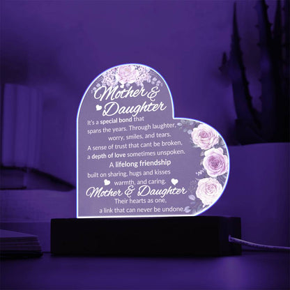 Mother & Daughter Acrylic Heart Plaque | Special Bond - Premium Acrylic - Just $49.95! Shop now at Giftinum
