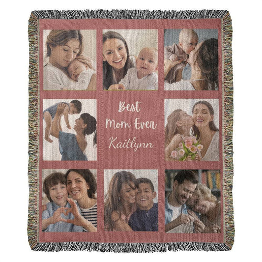 Personalized Best Mom Ever Heirloom Woven Blanket - Giftinum