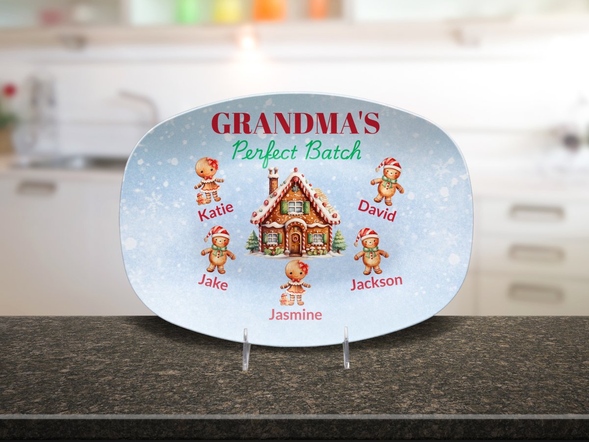 Personalized Christmas Platter, Custom Grandma's Perfect batch gift from grandchildren, Grandma's favorite cookie, nana or mimi gift4 Giftinum