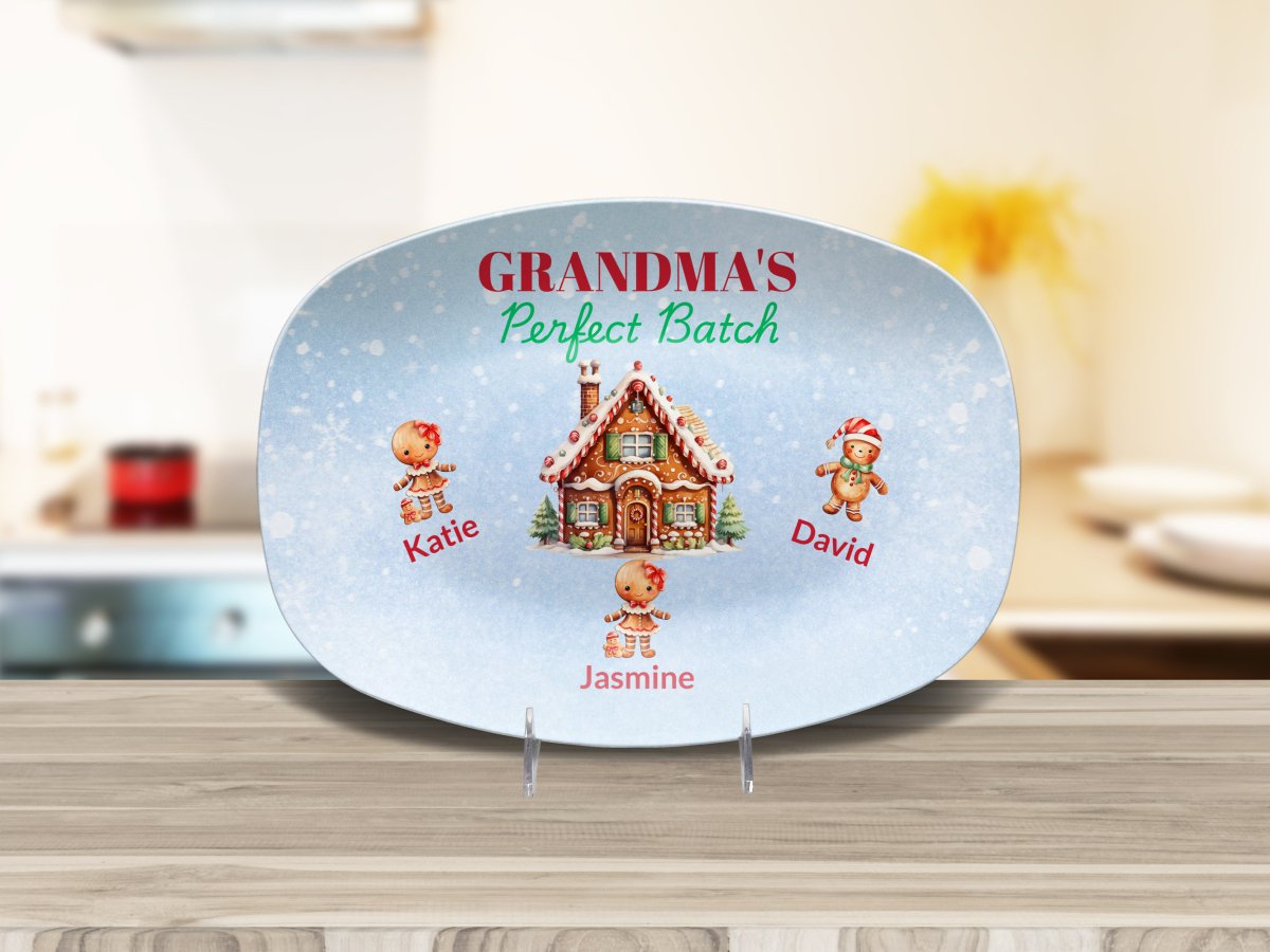 Personalized Christmas Platter, Custom Grandma's Perfect batch gift from grandchildren, Grandma's favorite cookie, nana or mimi gift4 Giftinum