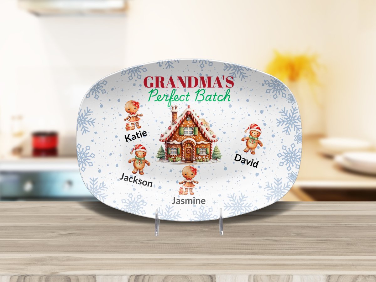 Personalized Christmas Platter, Custom Grandma's Perfect batch gift from grandchildren, Grandma's favorite cookie, nana or mimi perfect grandkids Giftinum