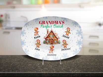 Personalized Christmas Platter, Custom Grandma's Perfect batch gift from grandchildren, Grandma's favorite cookie, nana or mimi perfect grandkids Giftinum