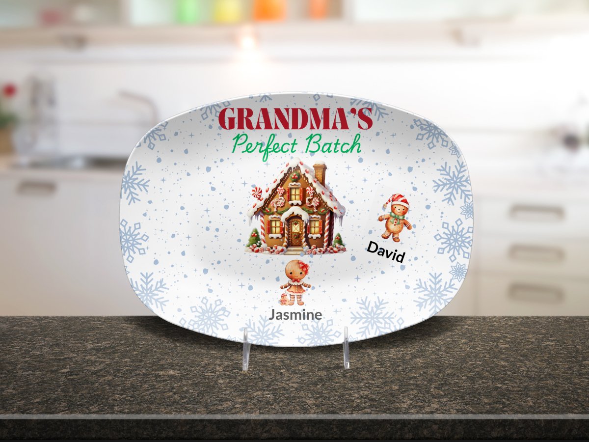 Personalized Christmas Platter, Custom Grandma's Perfect batch gift from grandchildren, Grandma's favorite cookie, nana or mimi perfect grandkids Giftinum