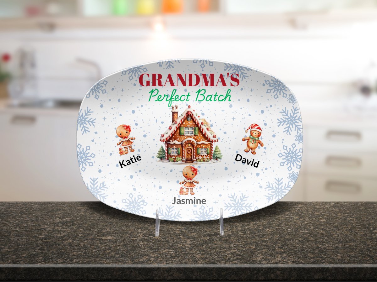 Personalized Christmas Platter, Custom Grandma's Perfect batch gift from grandchildren, Grandma's favorite cookie, nana or mimi perfect grandkids Giftinum