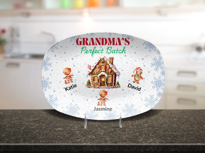 Personalized Christmas Platter, Custom Grandma's Perfect batch gift from grandchildren, Grandma's favorite cookie, nana or mimi perfect grandkids Giftinum